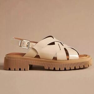 NEW Maeve Anthropologie 39 US 8 8.5 Open Toe Fisherman Sandals Lug Sole Beige